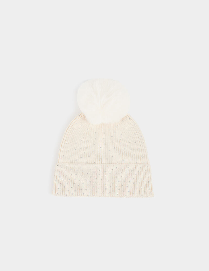 Gorro de malha com Pom pom cru MORGAN