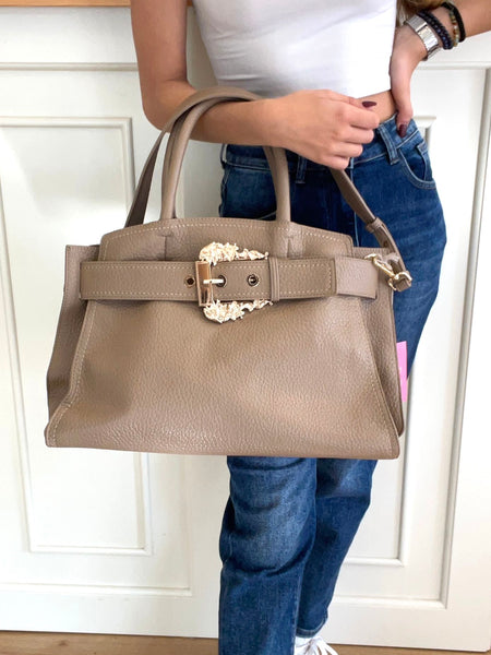 Mala shopper com fivela beje