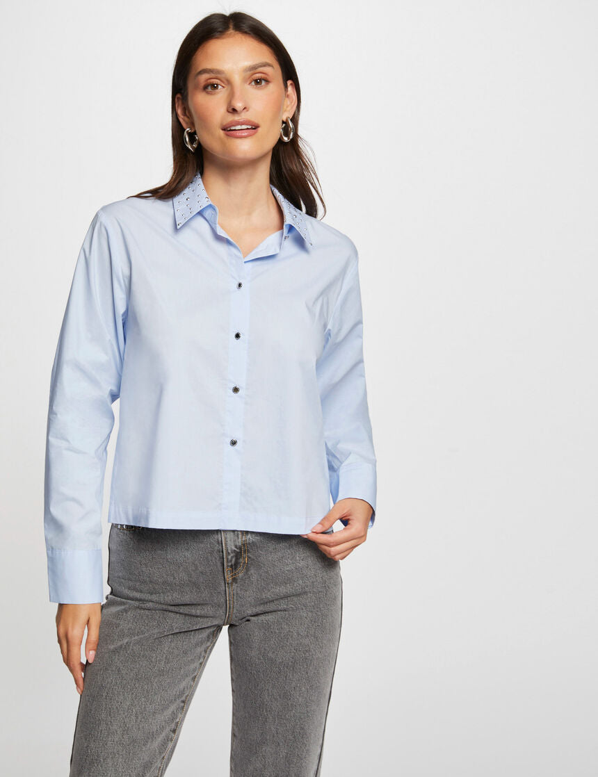 Camisa crop azul claro MORGAN