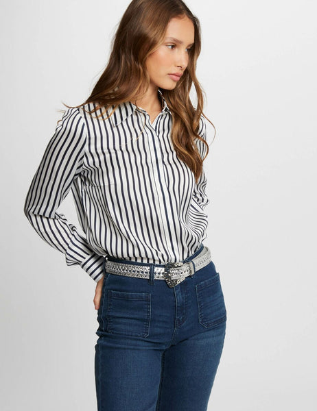 Camisa acetinada riscas MORGAN