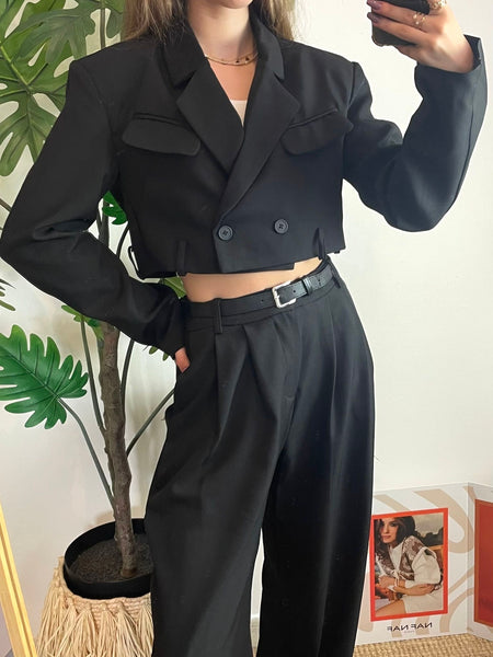 Blazer crop preto