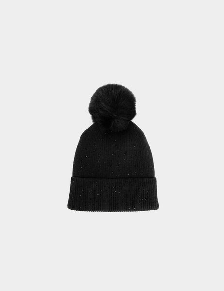 Gorro de malha com Pom pom preto MORGAN