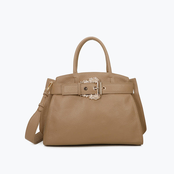 Mala shopper com fivela beje