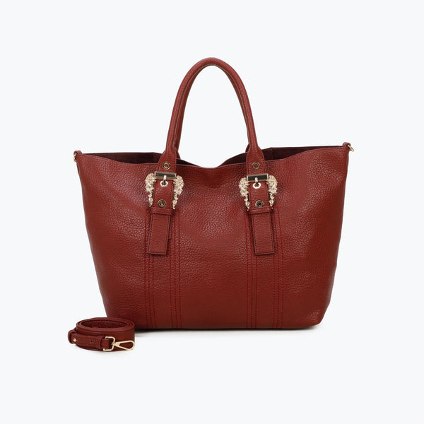 Mala shopper com 2 fivelas cereja