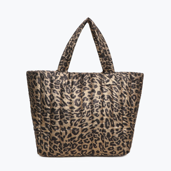 Shopper acolchoado camel animal print